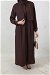Medine İpeği Elbise Kahverengi - Thumbnail