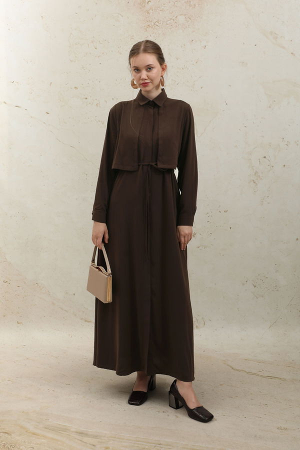 Zulays - Medine İpeği Elbise Kahverengi