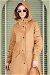 Hooded With Pockets Trench Camel - Thumbnail