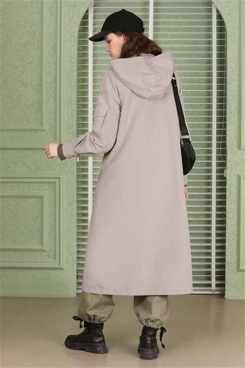 Hooded With Pockets Trench Grey