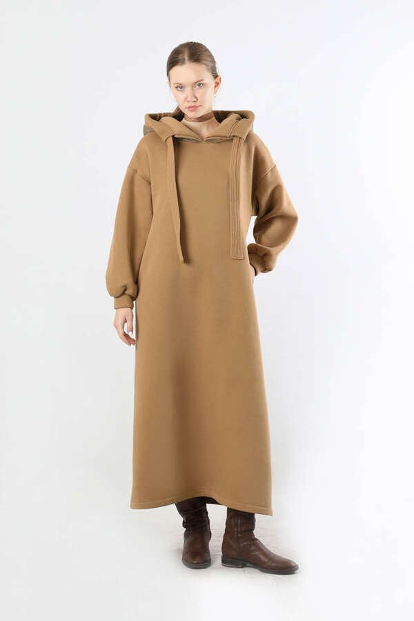 Hooded Dress Camel