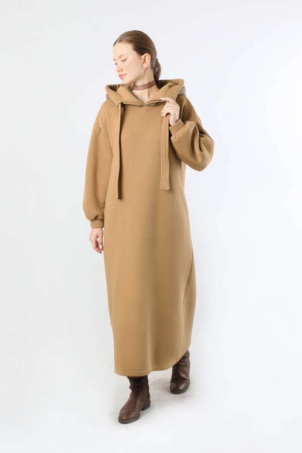 Hooded Dress Camel