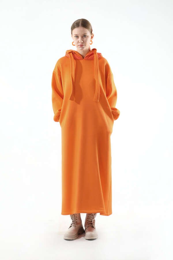 Zulays - Hoodie Dress Orange.