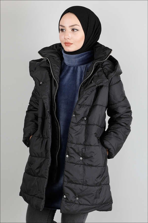 Hooded Inflatable Coat Black