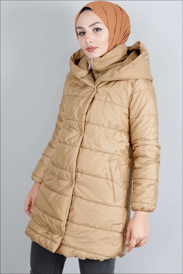 Hooded Inflatable Coat Camel