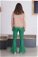 İspanyol Paça Deri Pantolon Yeşil - Thumbnail