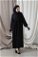 Kapüşonlu Elbise Ferace Siyah - Thumbnail