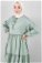 Kat Kat Büzgülü Elbise Çağla Yeşili - Thumbnail
