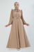 Kemeri Taşlı Elbise Bej - Thumbnail
