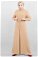 Zulays - Belted Plain Jumpsuit Camel