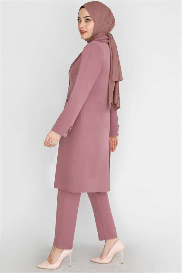Klasik Blazer Ceket Takım Gül Kurusu