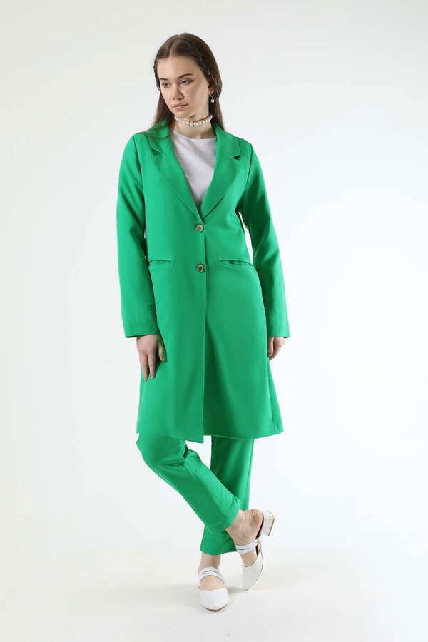 Klasik Blazer Ceket Takım Yeşil