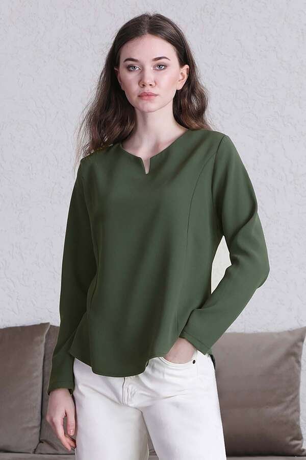 Zulays - Klasik Bluz Yeşil