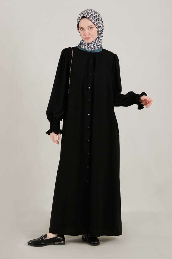 Zulays - Klasik Elbise Ferace Siyah