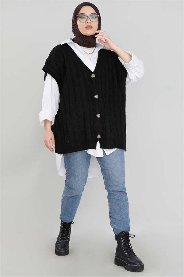 Knit Patterned Sweater Black