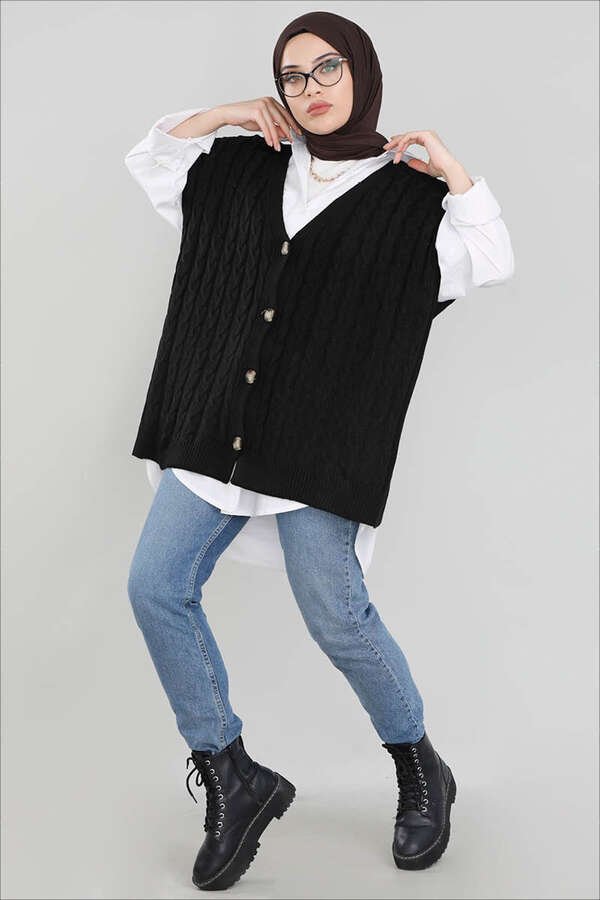 Knit Patterned Sweater Black