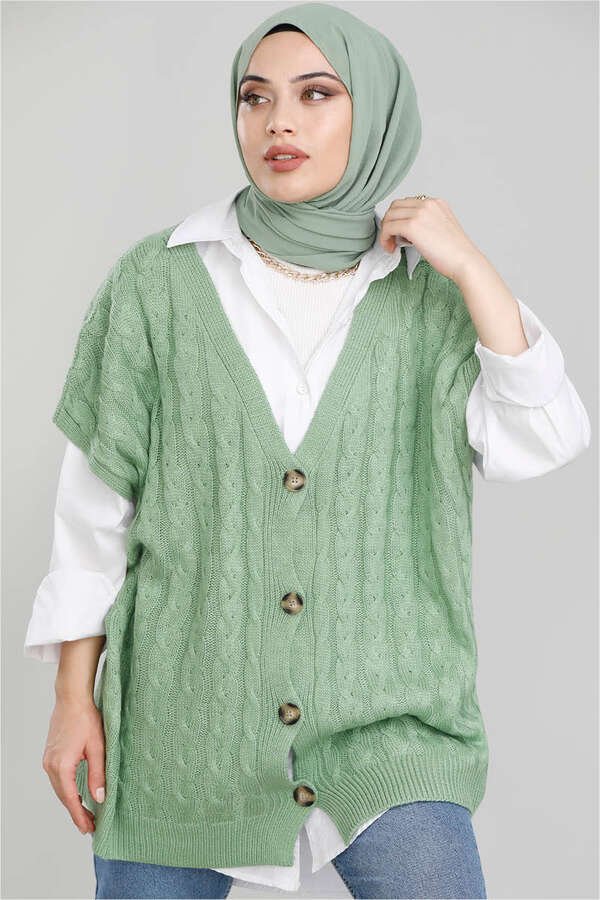 Knit Patterned Sweater Green