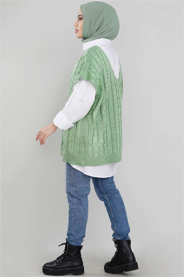 Knit Patterned Sweater Green