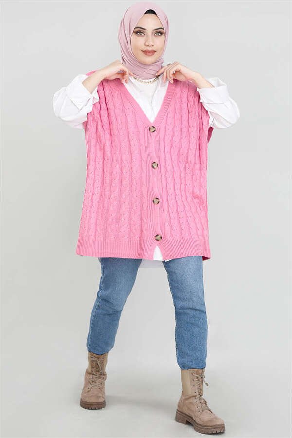 Knit Patterned Sweater Pink