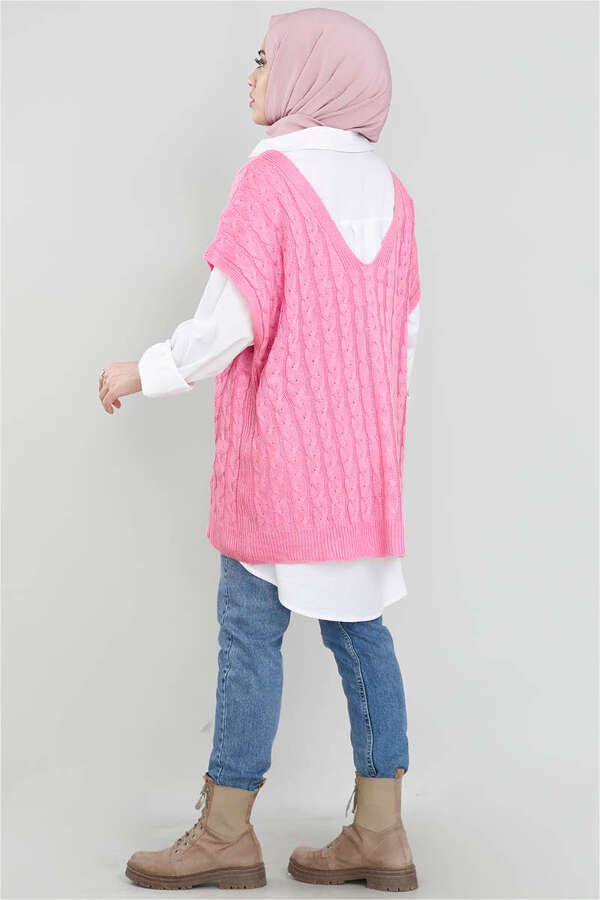 Knit Patterned Sweater Pink