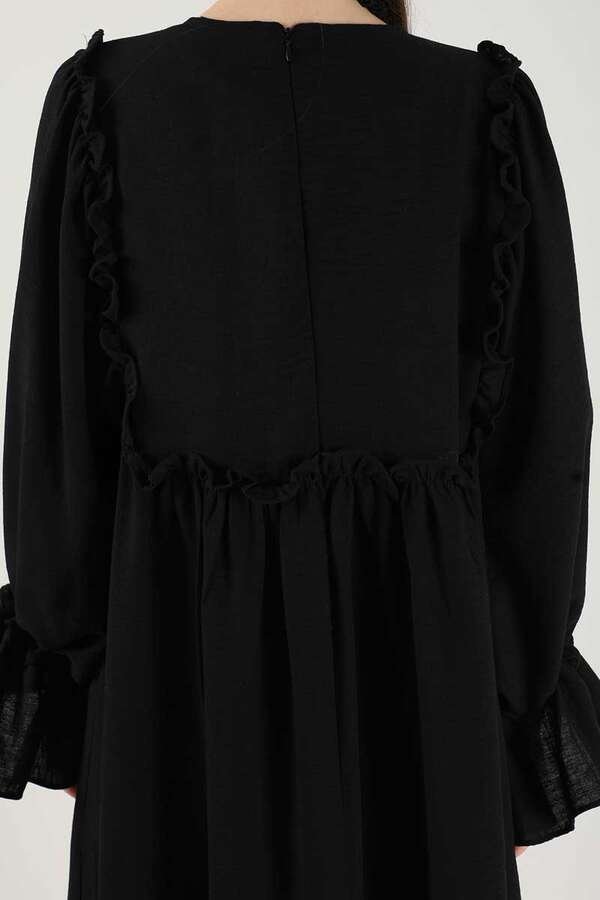 Lace Detail Frilly Dress Black
