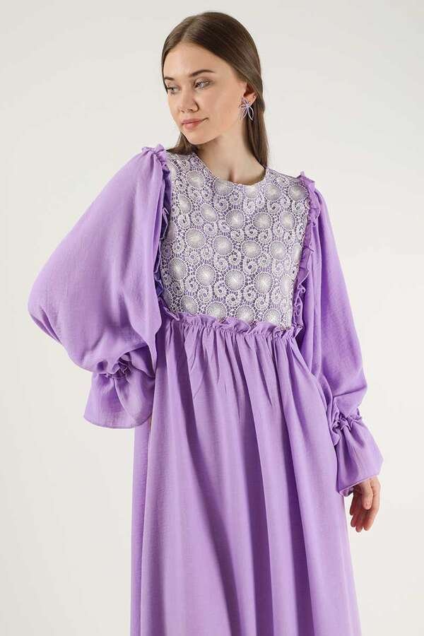 Lace Detail Frilly Dress Lilac