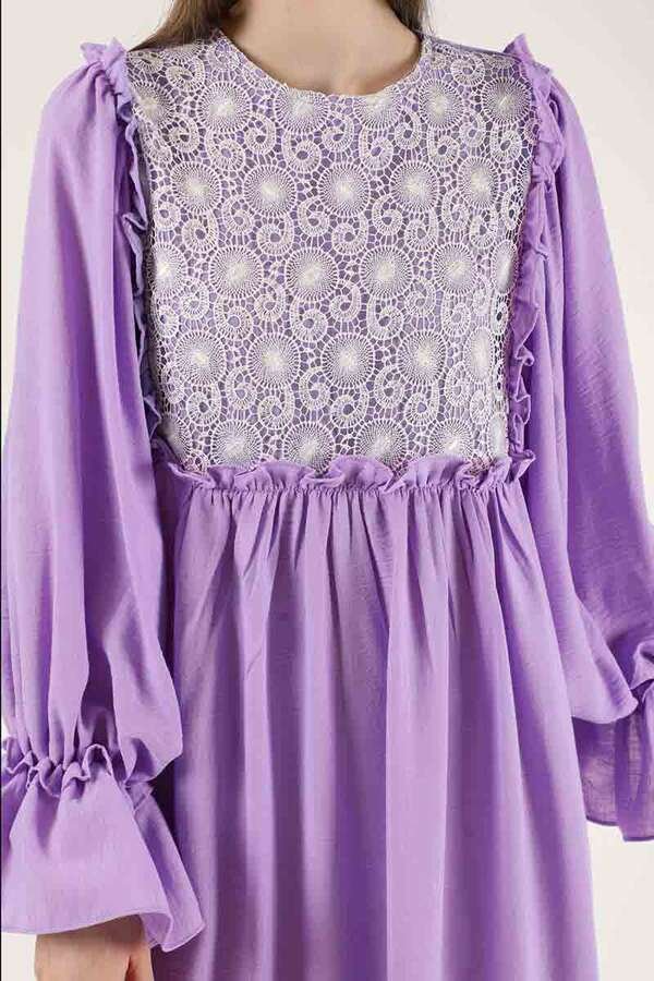 Lace Detail Frilly Dress Lilac