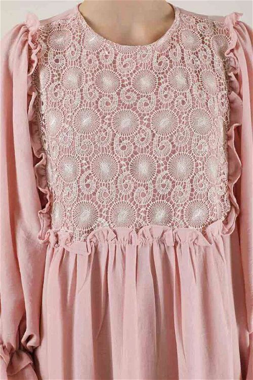 Lace Detail Frilly Dress Powder