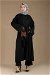 Lace Detailed Abaya Suit Black - Thumbnail