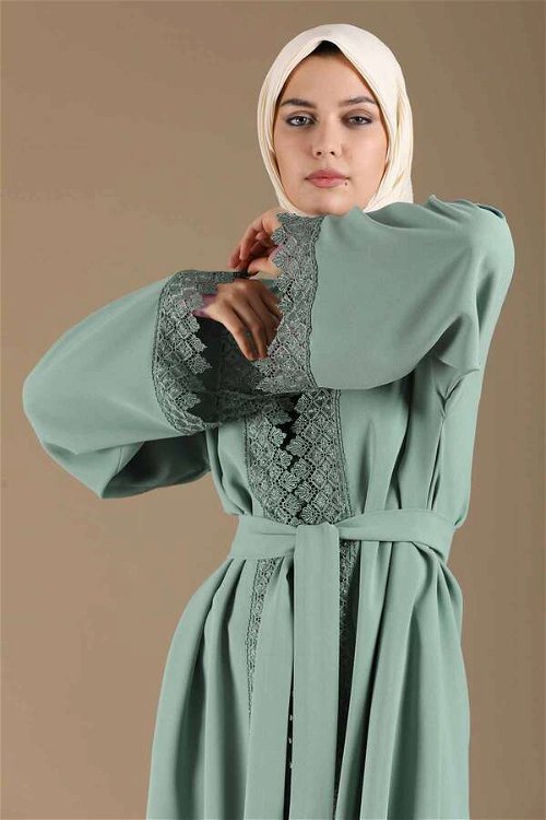 Lace Detailed Abaya Suit Mint