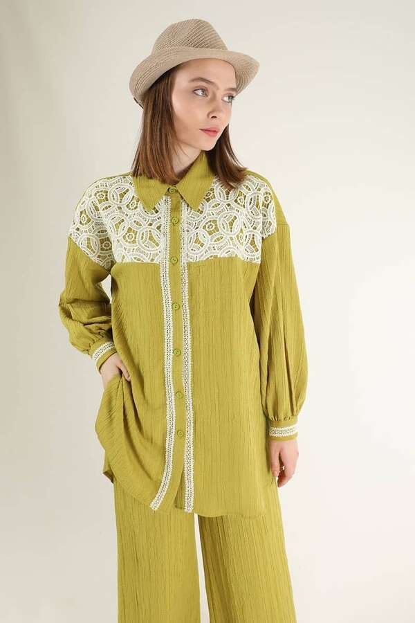 Lace Detailed Shirt Suit Mustrad