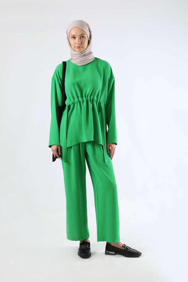 Bound Ruffle Detailed Suit Green