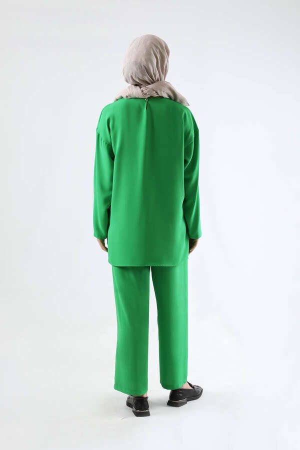 Bound Ruffle Detailed Suit Green