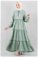 Layered Pleated Dress Crepe Green - Thumbnail