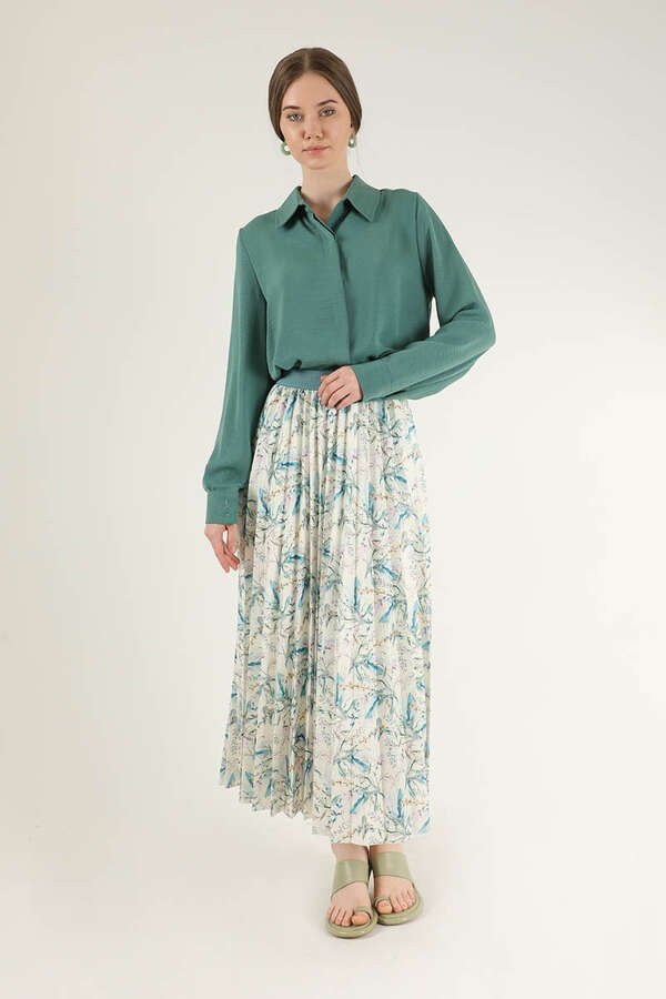 Leaf Tone Patterned Skirt Oil