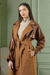 Leather Detailed Trench Coat Tan - Thumbnail