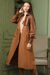 Leather Detailed Trench Coat Tan - Thumbnail