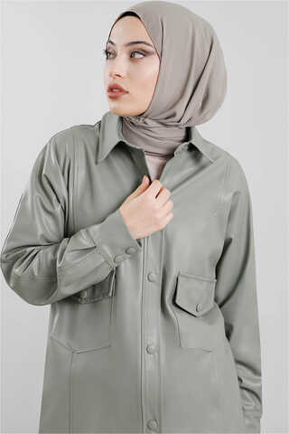 Zulays - Leather Shirt Jacket Mint