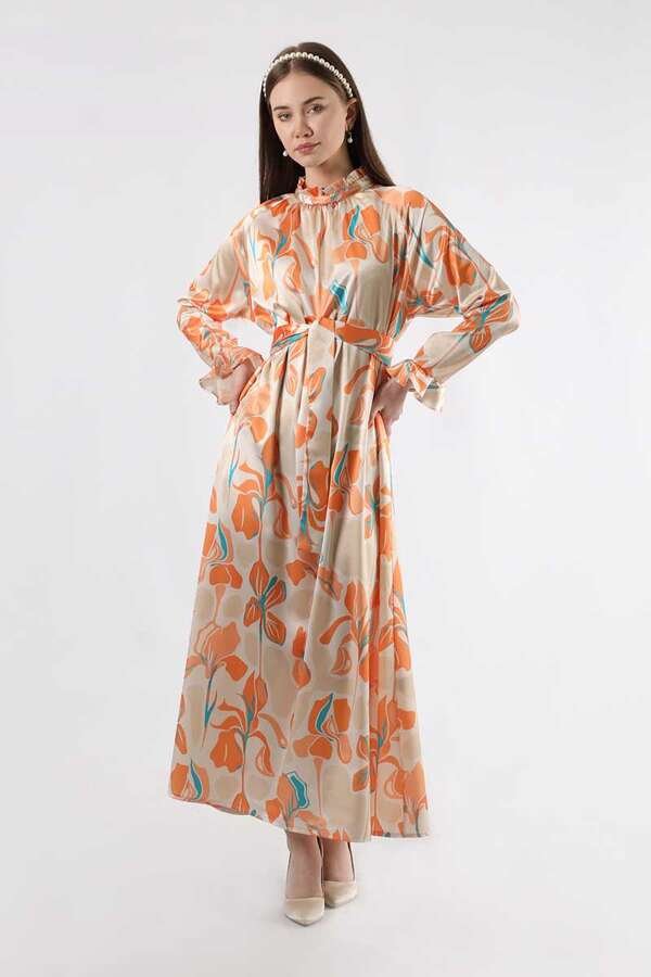 Lily Pattern Dress Orange