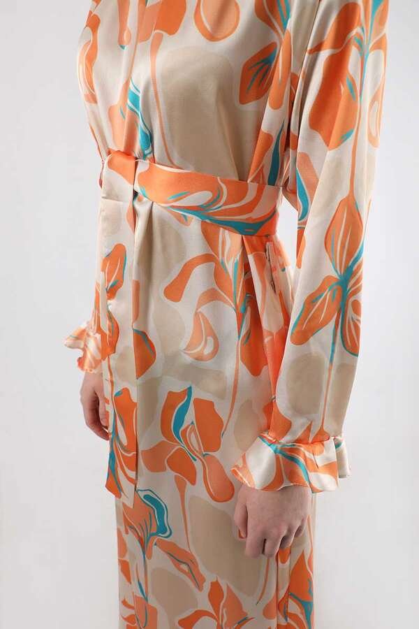 Lily Pattern Dress Orange