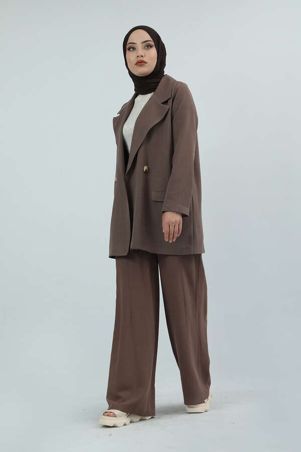 Linen Jacket Suit Brown