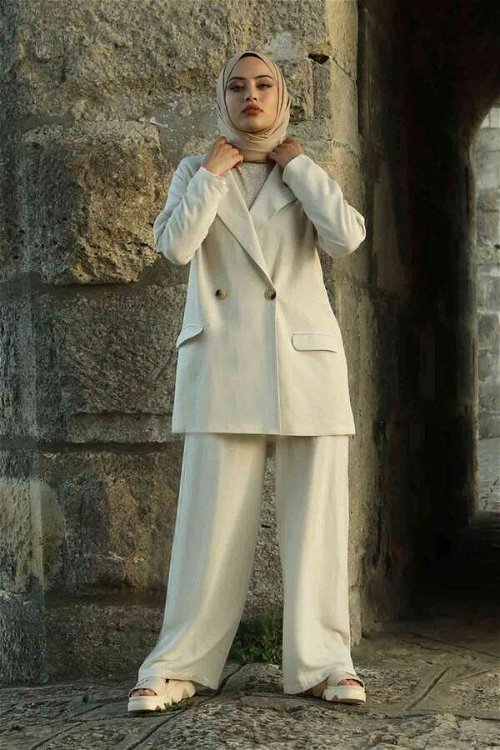 Linen Jacket Suit Cream