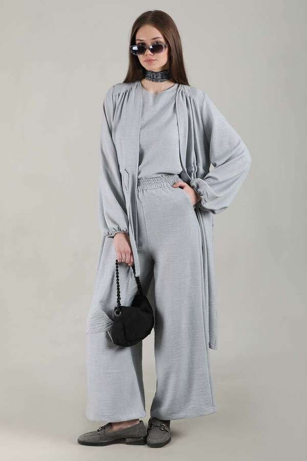 Linen Kimono Suit Grey