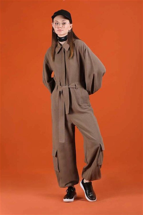 Linen Jumpsuit Brown