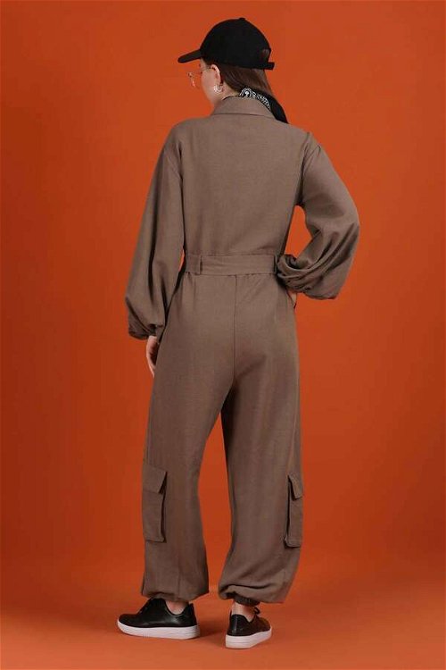 Linen Jumpsuit Brown
