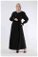 Manşeti Pileli Elbise Ferace Siyah - Thumbnail