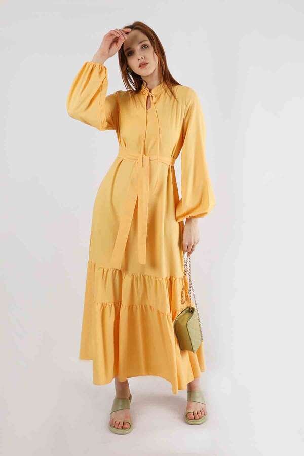 Zulays - Nare Kuşaklı Elbise Sarı