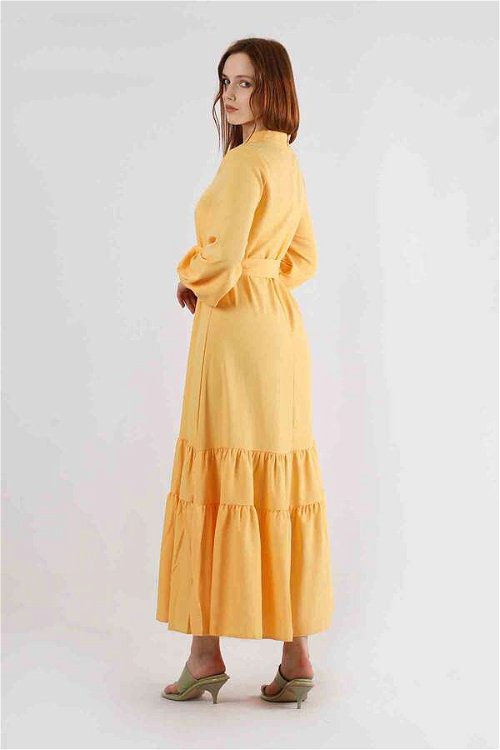 Nare Kuşaklı Elbise Sarı