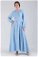Nervür Detaylı Kloş Elbise Mavi - Thumbnail