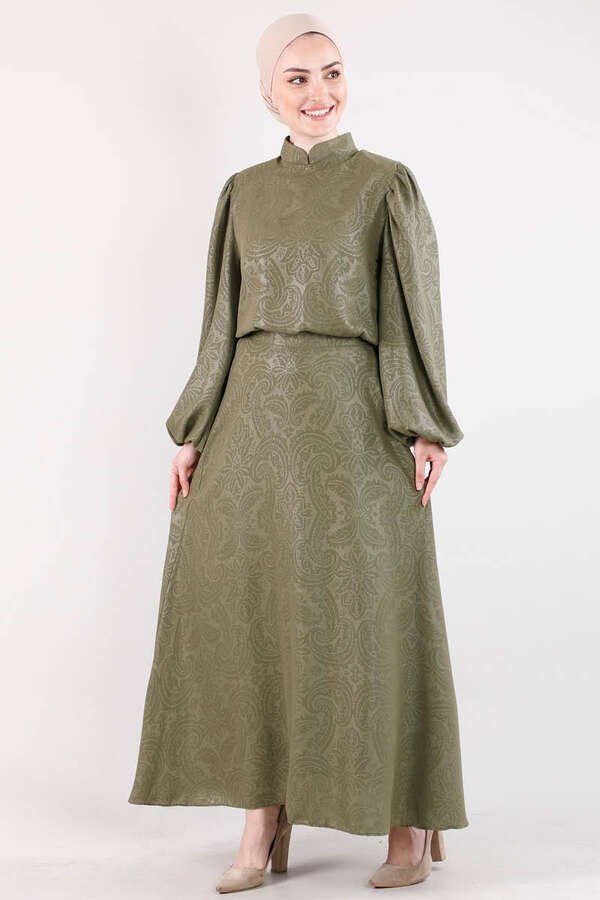 Ottoman Patterned Skirt Set Khaki